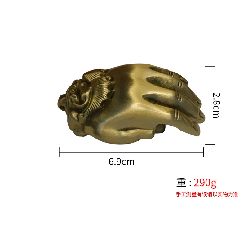 Solid Brass Carved Hand Piece Buddha Hand Pendant Brass Pixiu Home Living Room Desktop Ornament Men's Portable