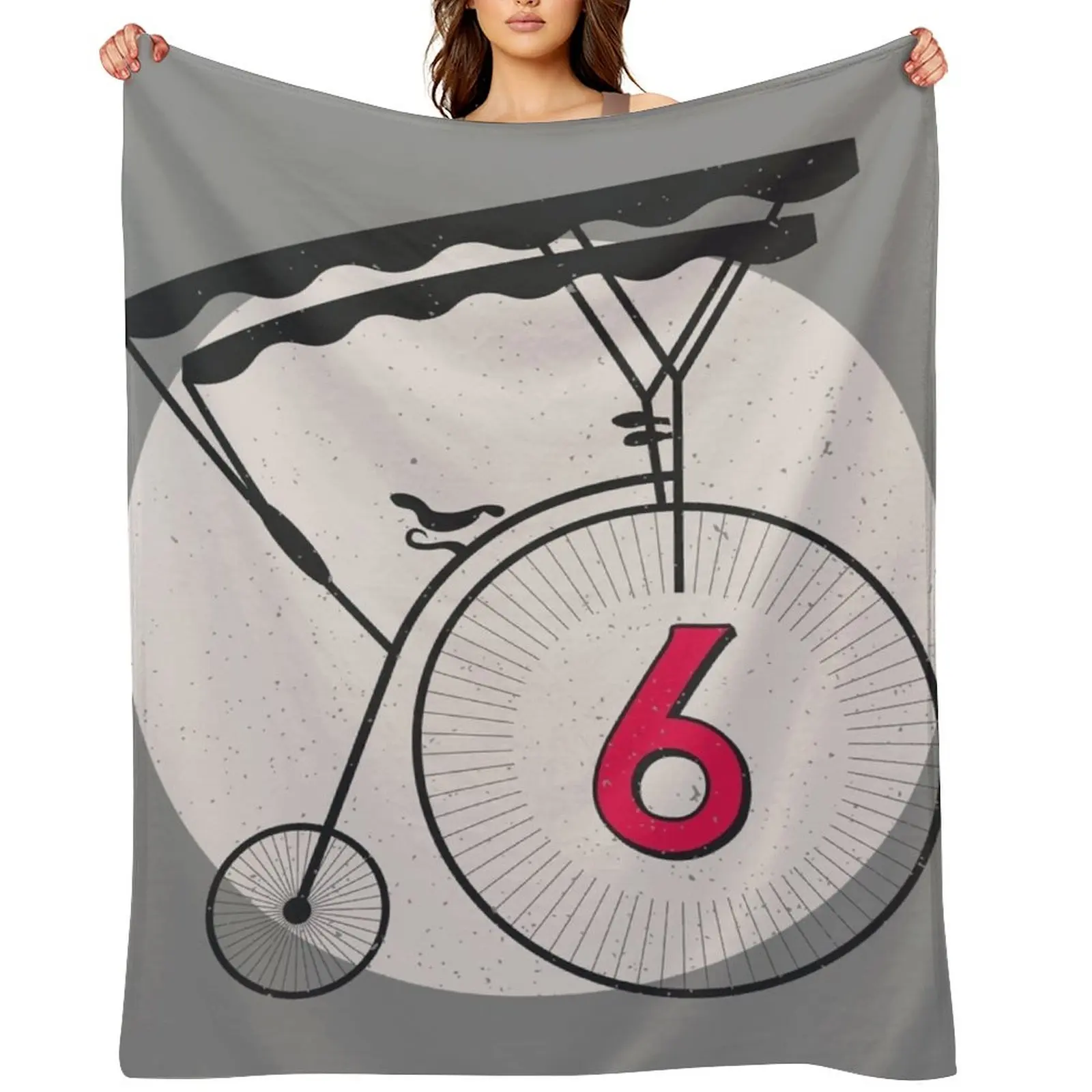The Prisoner Penny Farthing Number 6 Vintage Design Throw Blanket Sleeping Bag Bed linens Luxury Decorative Beds Bed Blankets