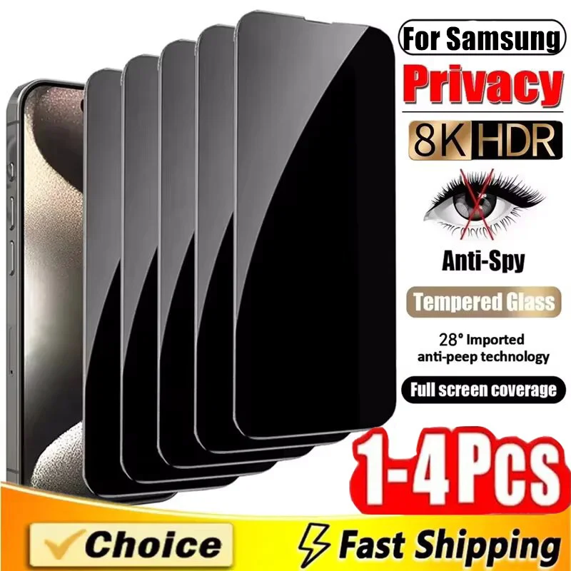 Full Cover Anti-spy Tempered Glass For Samsung Galaxy S24 Ultra S23 FE S22 S21 Privacy Screen Protector Samsung A54 A53 A52 A06