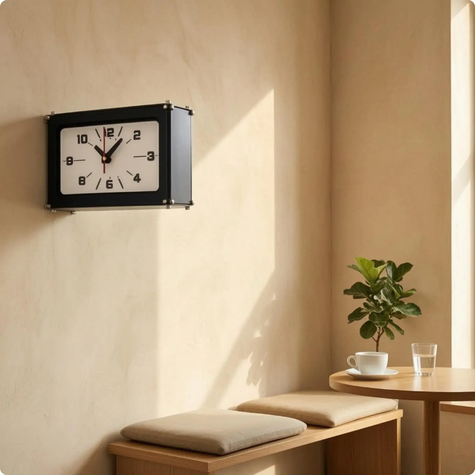 Double Sided Corner Wall Clock Analog Rectangular Corner Clock Non-Ticking Timepiece for Living Room, Kitchen, Hallway