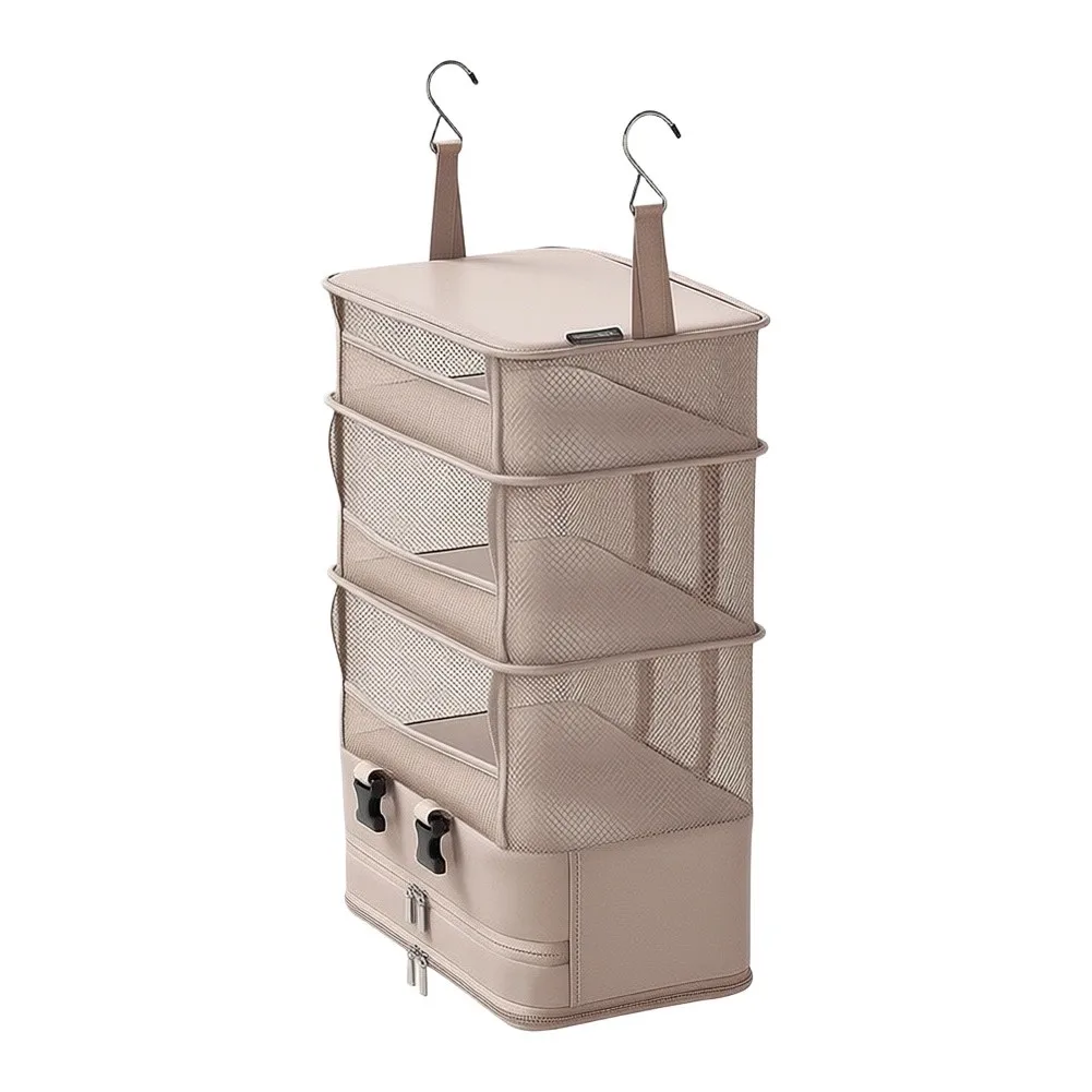 5-Tier Hanging RV Organizer with Metal Hooks for Camper Van Closet Shower Storage and For Travel Space Optimization
