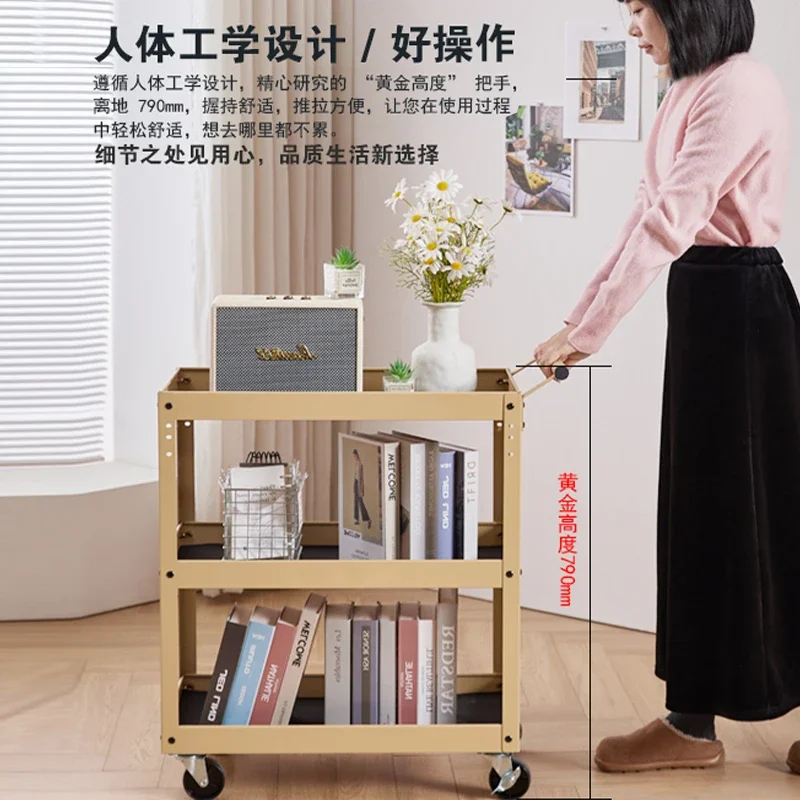 Workshop trolley household three-layer tool cart, multi-functional mobile trolley storage rack