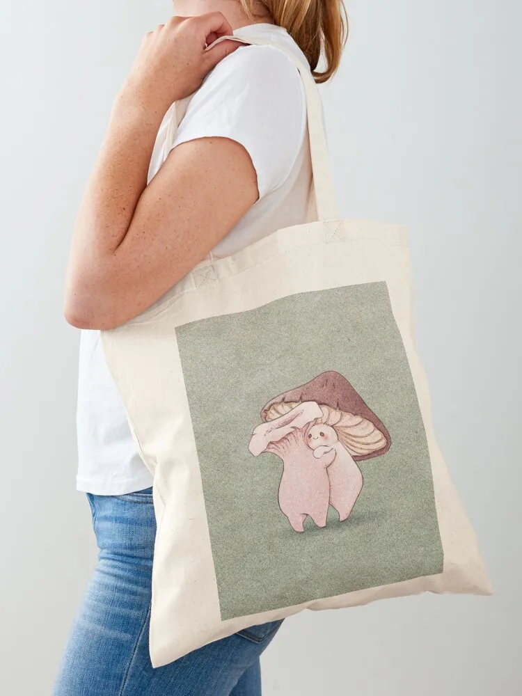 Friendly mushroom hug Tote Bag shopping bags foldable Lady bags eco bag folding Handbags women Canvas Tote Bag