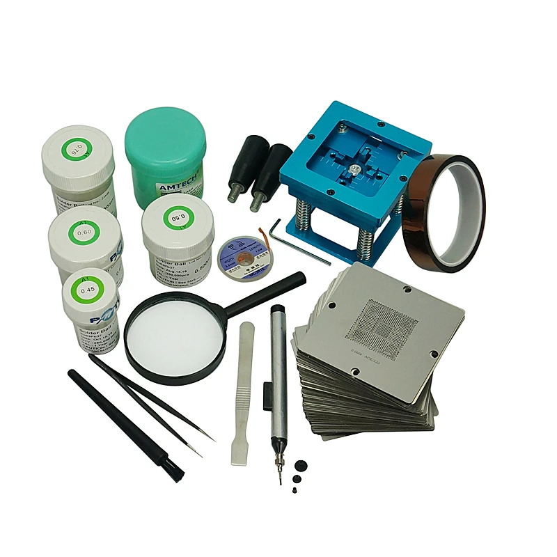 

184pcs 90x90mm BGA Reballing Stencil Full Kit for Laptop + Desktop + RAM + XBOX/PS3/WII GPU CPU Chip Reballing