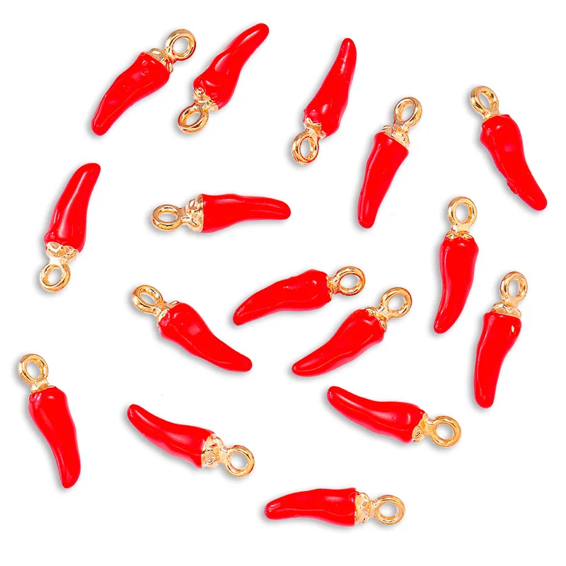 20Pcs 17*5MM Cute Red Pepper Stereoscopic Pendant Couple Bracelet Earrings Handmade Accessories DIY Phone Charm Jewelry Craft