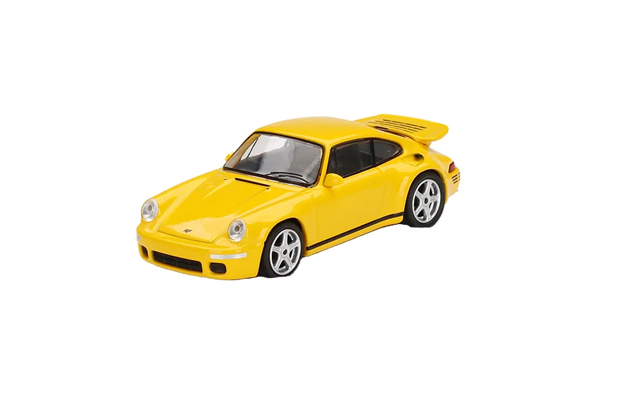 MINIGT 1:64 Porsche 911 RUF RUF CTR Yellow alloy car model, boy's toy, adult collection, children's holiday birthday gift