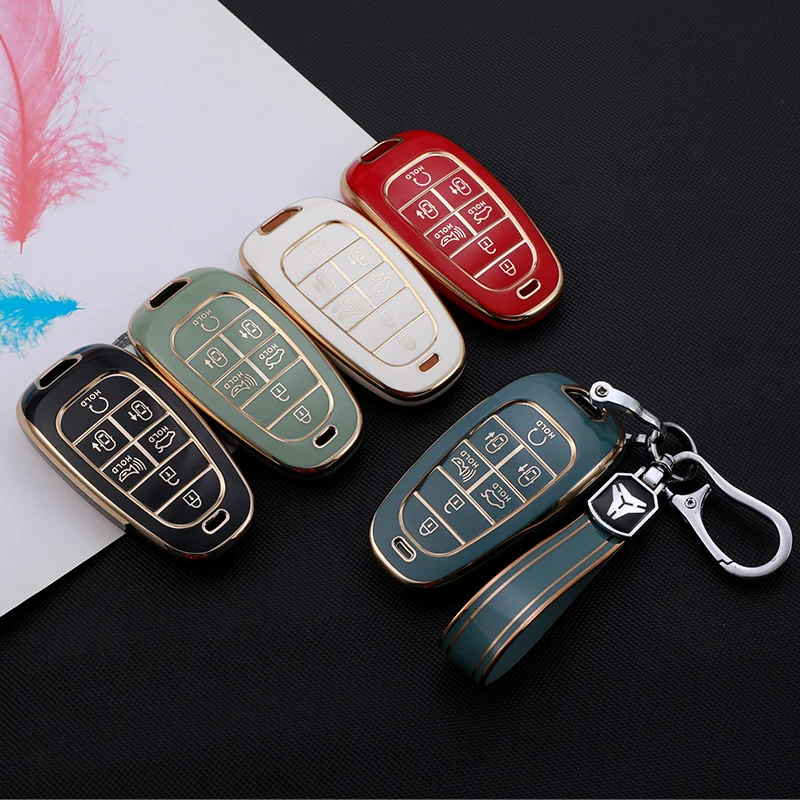 7/8 Buttons TPU Car Key Case Cover for Hyundai Sonata Sel Ev 6 Ev 8 IONIQ 5 NEXO Tucson Sonata 2020 Grandeur 2020 Sonata Limited