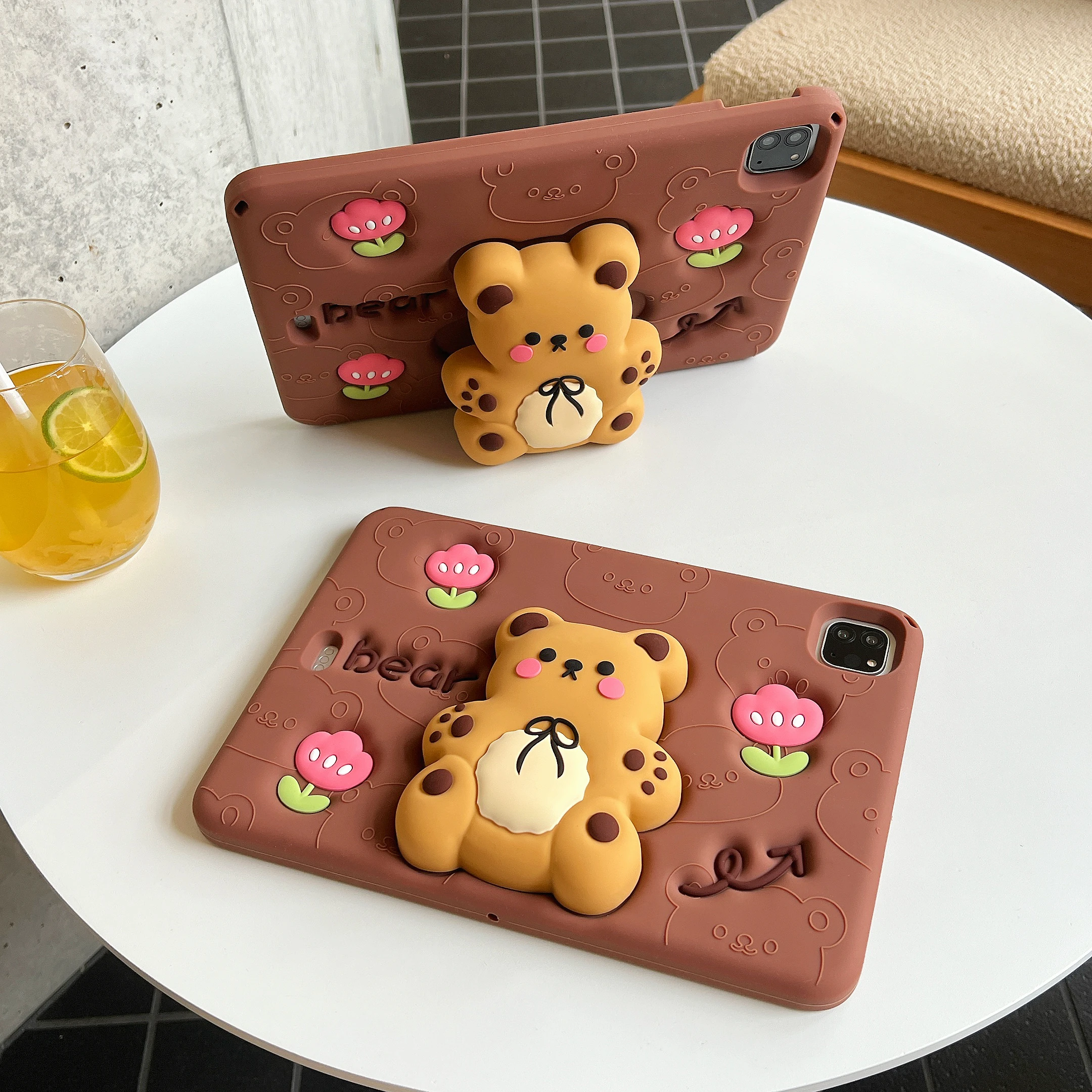 Kids Case For iPad 10th Case 10.9inch 2022 Air11 Pro11 pro2018-2022 mini1/2/3/4/5/6/7 10.2inch 10.5inch Tablet Case Cartoon Bear