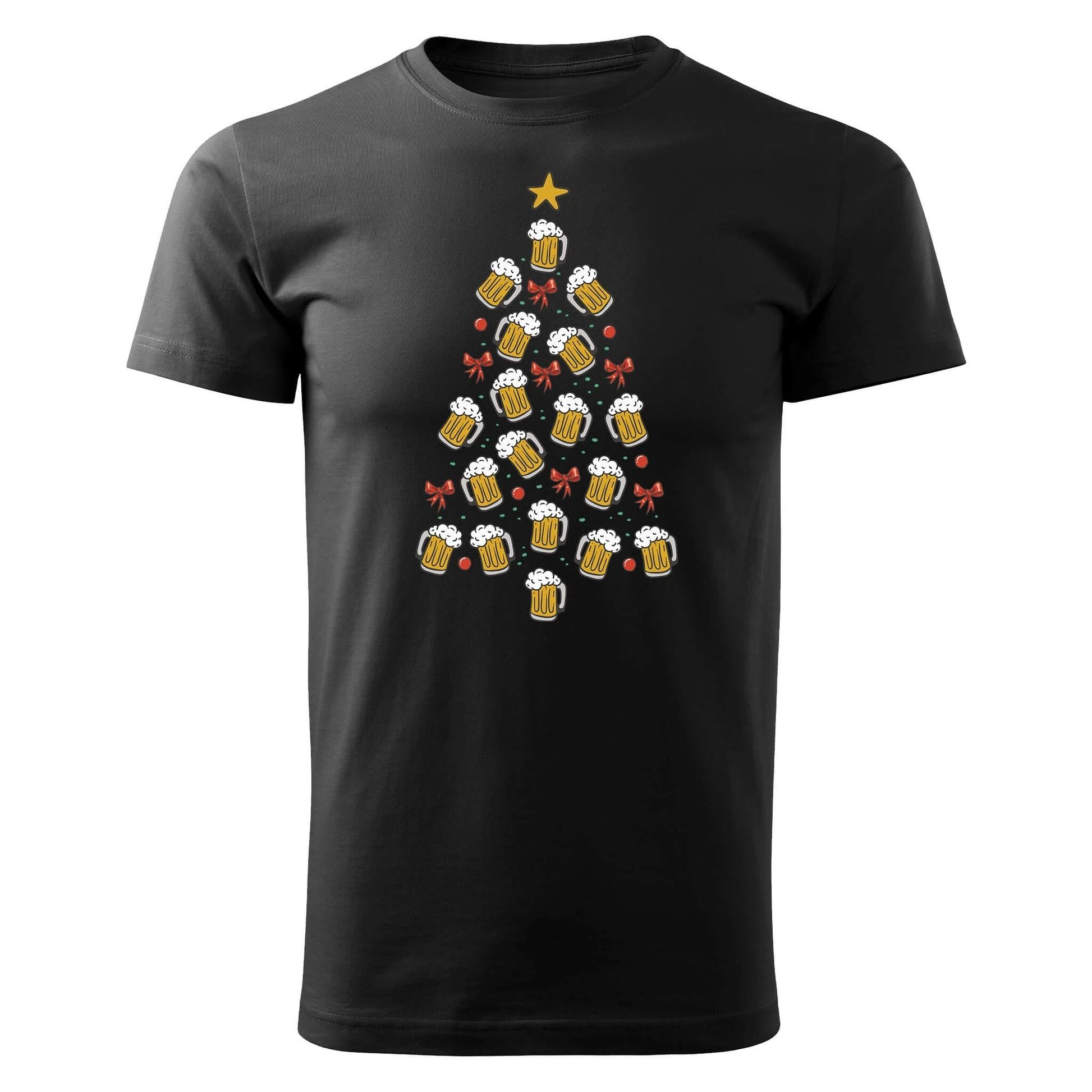 

Beer Christmas Tree Graphic Print Summer Luxury Brand Cotton Men and Women T-shirt Short Sleeve Street Fashion Trend Clothing