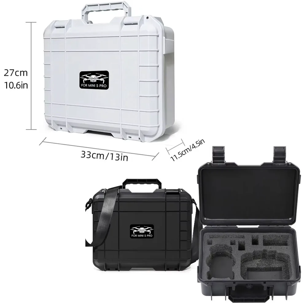 

Explosion-proof Storage Box for DJI Mini 5 Pro High-strength Storage Bag with Shoulder Strap White Black