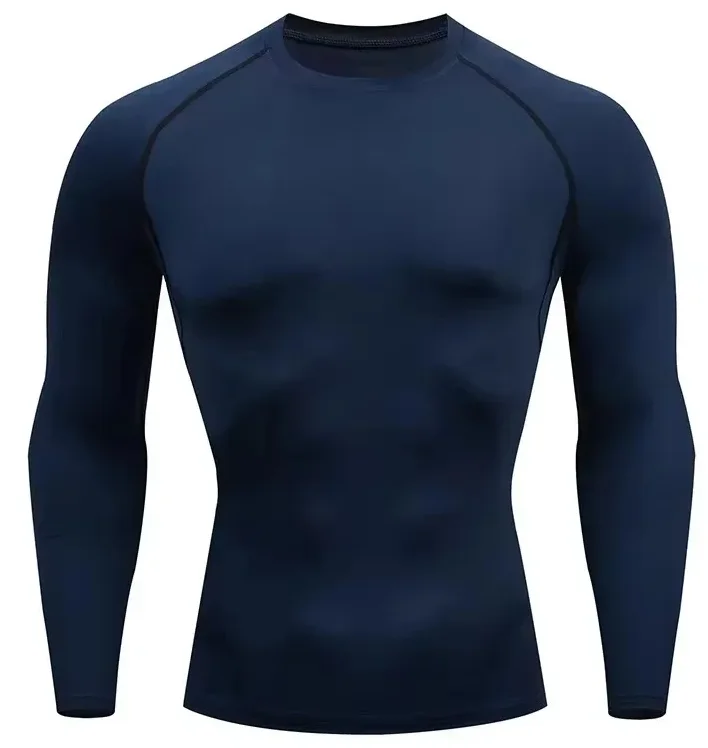 

Осенне-зимняя компрессионная рубашка с длинным рукавом, повседневные тонкие футболки для мужчин, быстросохнущие футбольные топы, спортивная футболка для спортзала, мужская одежда