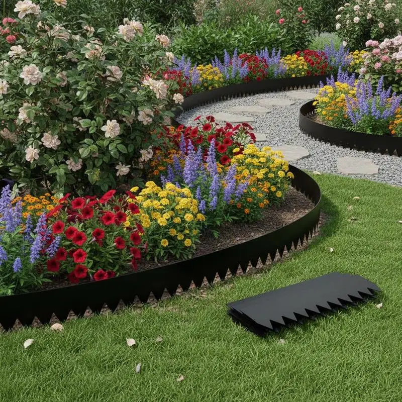 

Iron Scenery Border 40 x 12 in For Lawn Flower Bed Yard Pathway, Bendable Metal Barrier Heavy Duty Divider 4 Packs Black