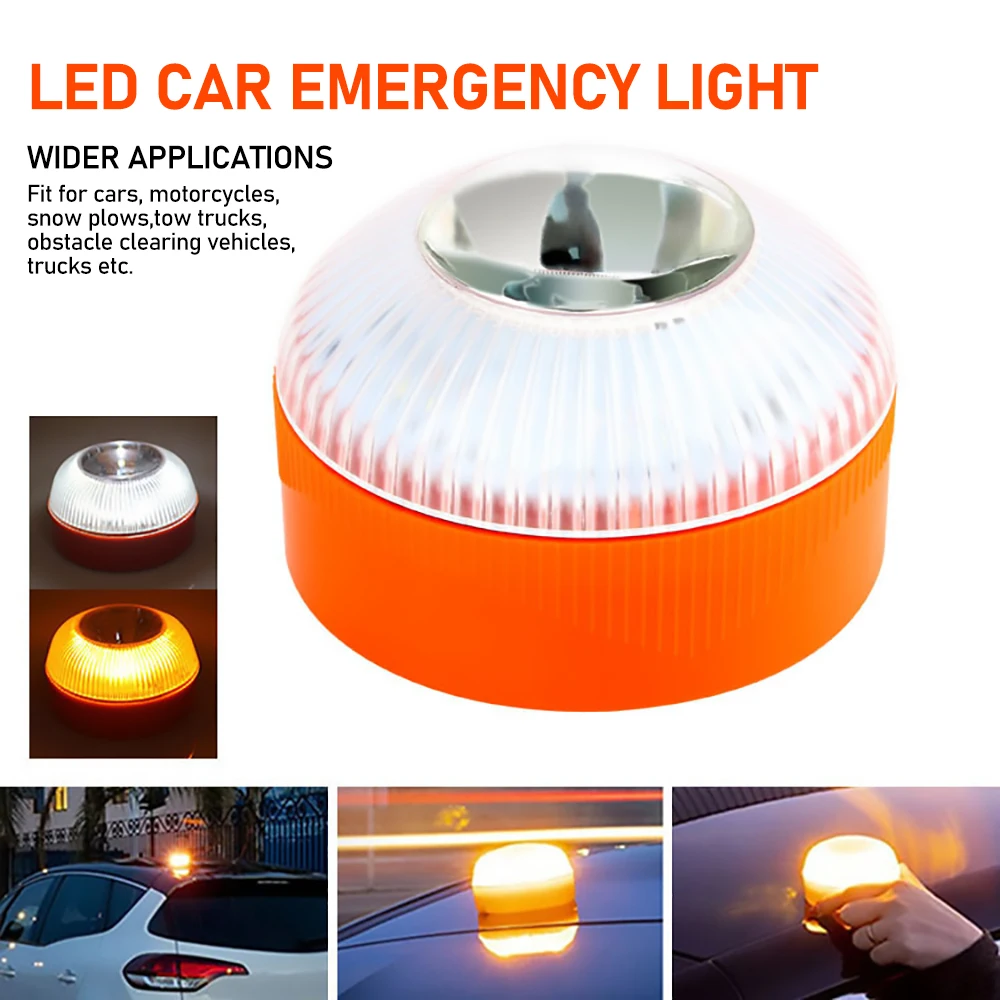 

V16 Автомобильный аварийный сигнальный светильник Многофункциональная сигнальная лампа Светодиодный блокпост Магнитная индукционная стробоскопическая лампа SOS Вспышка безопасности