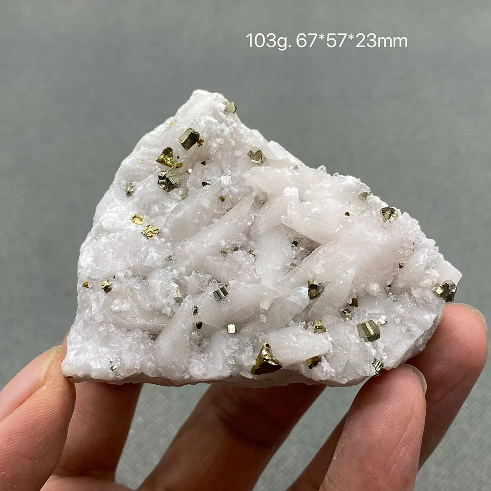 100% natural calcite (fluorescent effect) and pyrite chalcopyrite crystal symbiotic rough ore specimen collection