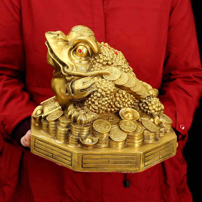Pure Copper Golden Ornament, Large And Small Three-Legged Seven-Star Bagua Toad, Metal Craft For The Opening Receptio