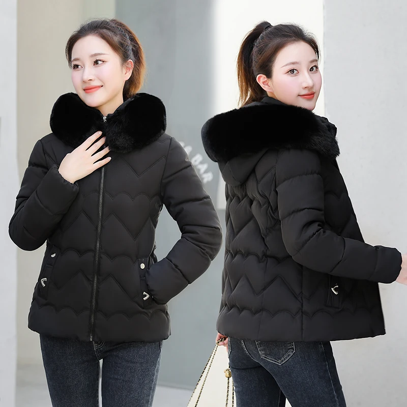 2023 New Winter Jacket Women Parka Fashion Long Coat Wool Liner Hooded Parkas Slim With Fur Collar Warm Snow Wear Padded Clothes