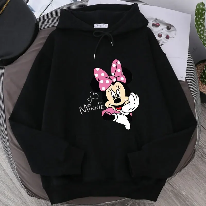 Disney Funny Cartoon Print Hoodie Women Hip Hop Mickey Minnie Mouse Print Autumn and Winter Fashion Harajuku Hoodie Clothing Top