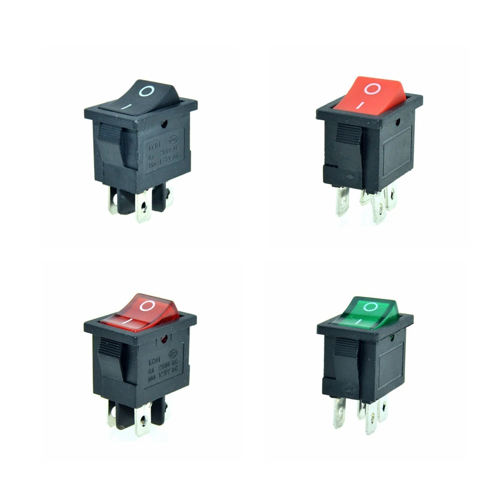 2Pin 3Pin SPST SPDT Car Rocker Boat Switch ON/OFF ON/ON 2 Positions Red Blue Black Green 12V 6A/10A 250V/125VAC 19x13mm Mount
