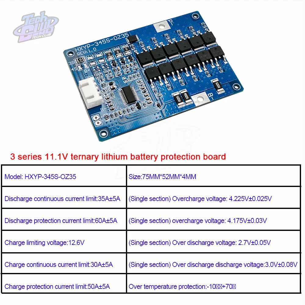 3S 4S 5S 18650 Lithium Battery Protection Board Equalizing Heat Sink 35A Anti Overcharge And Over Discharge Board Power Tool