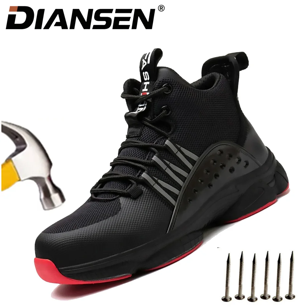 

Men Safety Shoes Anti-smash Anti-puncture Work Shoes Lightweight Work Boots Fashion Comfortable Soft Low Top Sport Safety Shoes