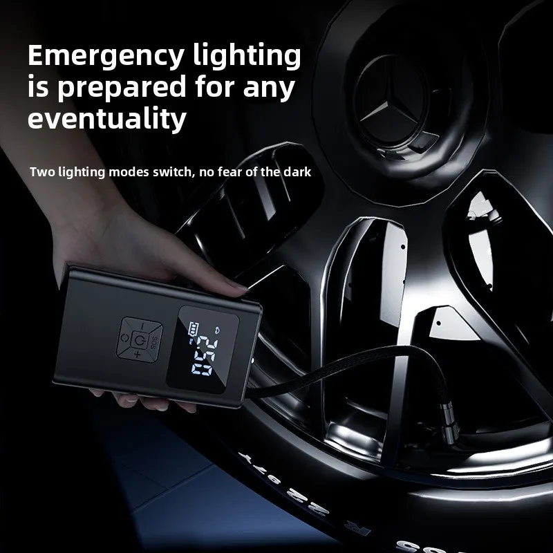 Car Air Pump, Portable Tire Inflator with Auto-Stop, 12V DC Wireless Rechargeable for Auto SUV Motorcycle Bike Ball