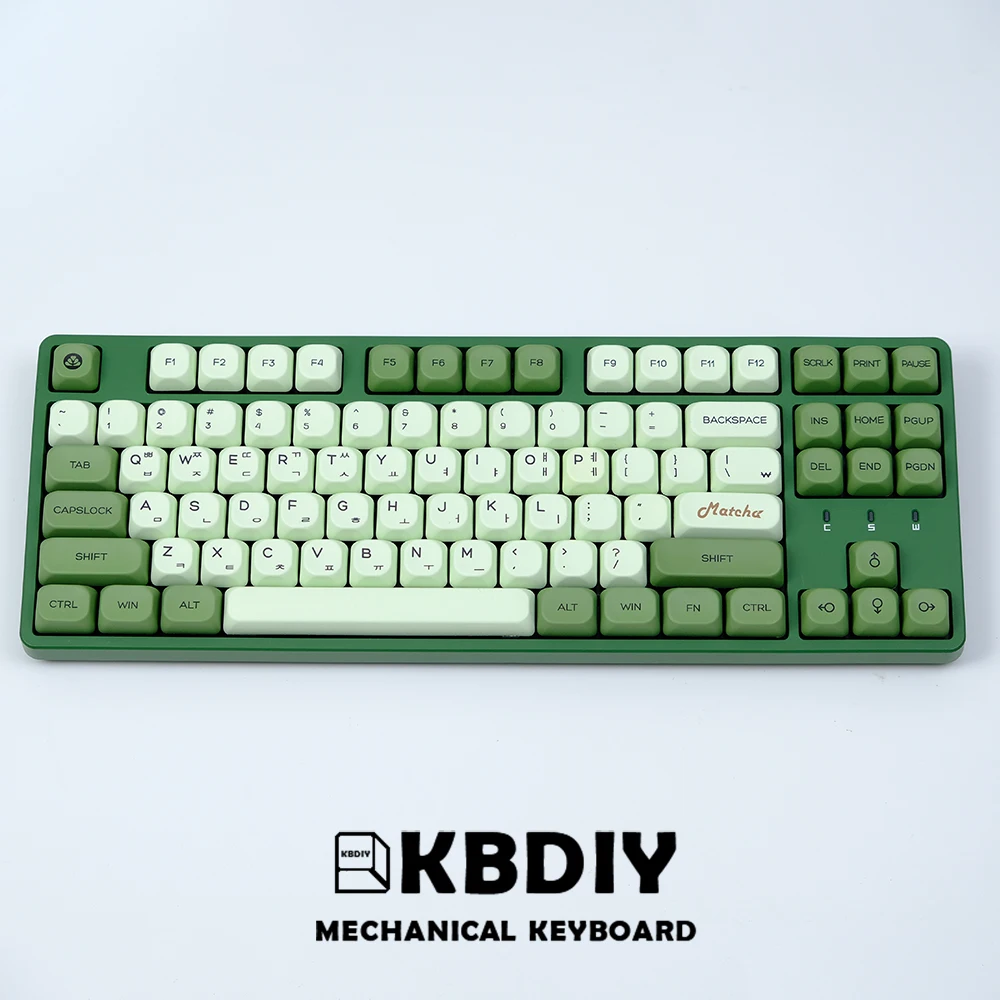 KBDiy 143 klawisze/zestaw rosyjski japoński koreański czapka Matcha zielona KOA nasadki na klawisze z PBT do mechanicznej klawiatury dla GMK67 GMK64 61 — zdjęcie produktu 3