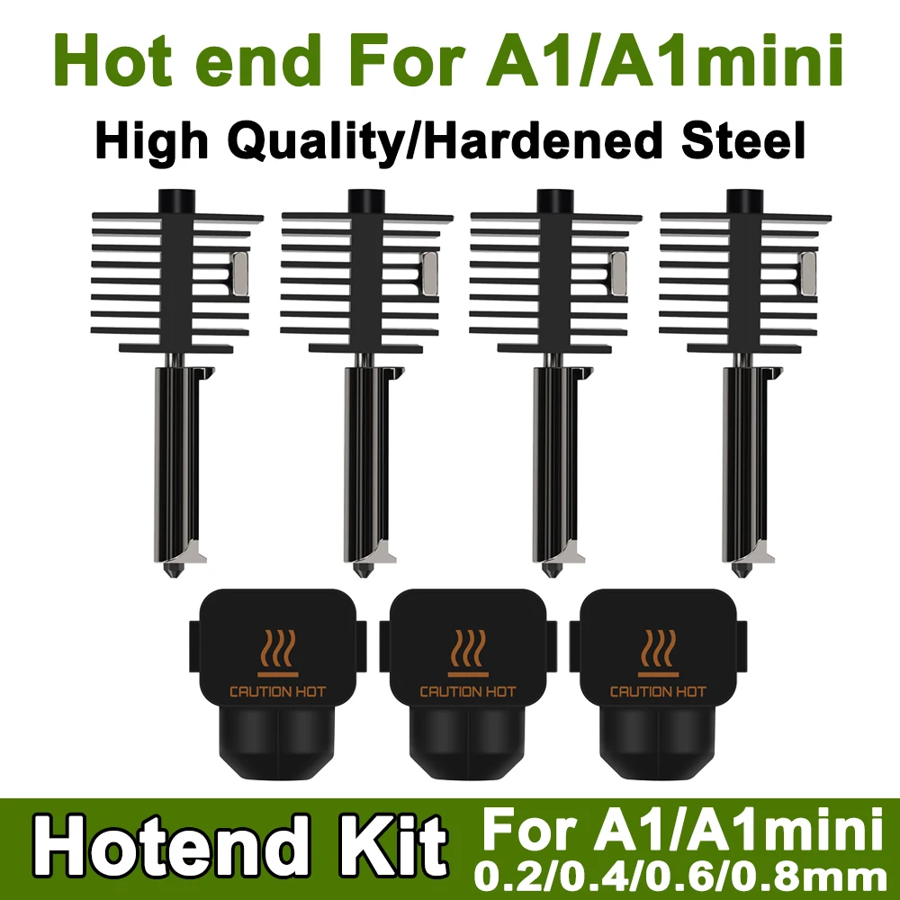 

Hotend Kit For Bambu Lab A1/A1 Mini Fast Speed Hot End Assembly 0.2/0.4/0.6/0.8mm Hardened steel Nozzle 3D Printer Part