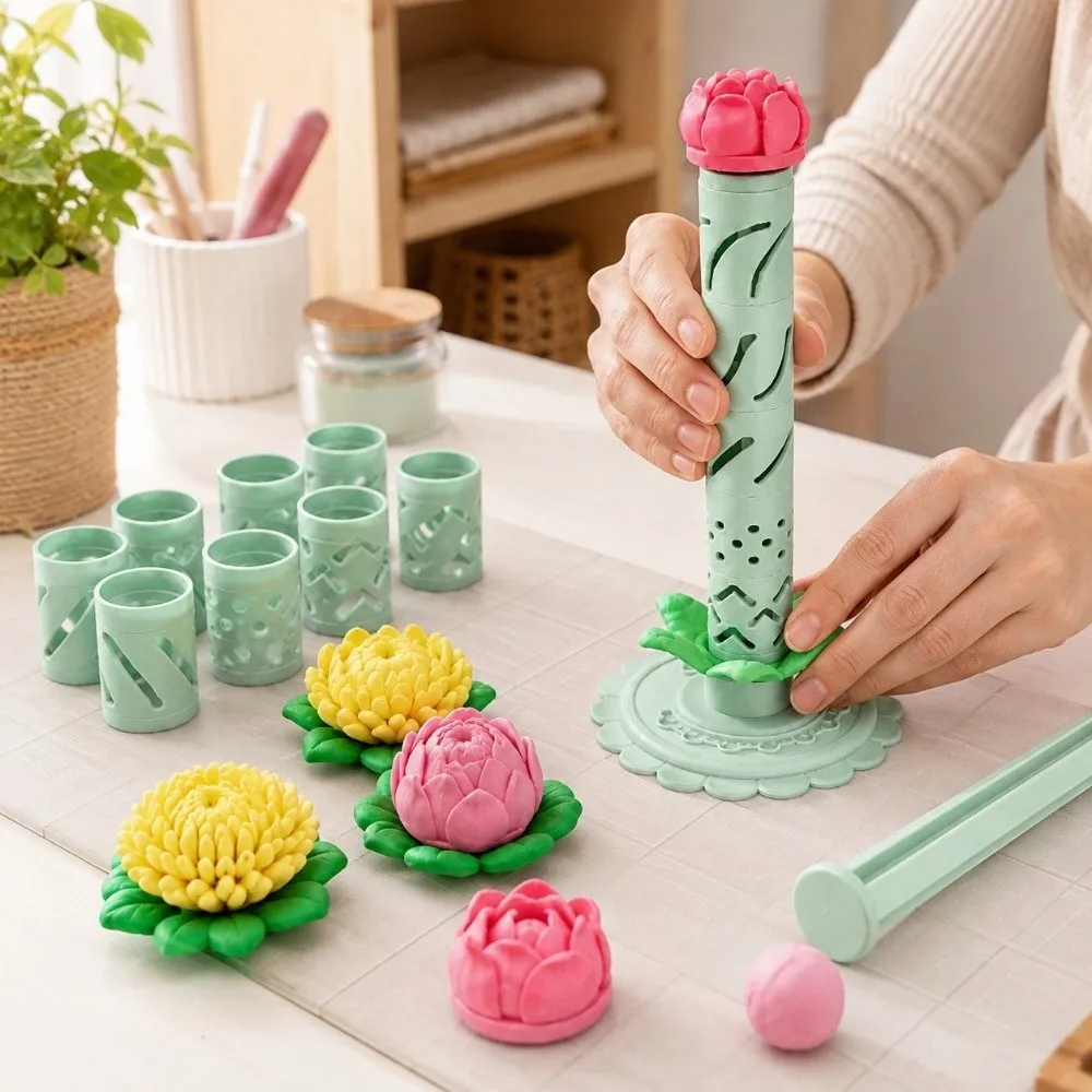 3D Printed Modular Clay Bloom Maker Reusable Handmade Polymer Clay Flower Shaper Modular Easy-Press DIY Clay Floral Mold Tool