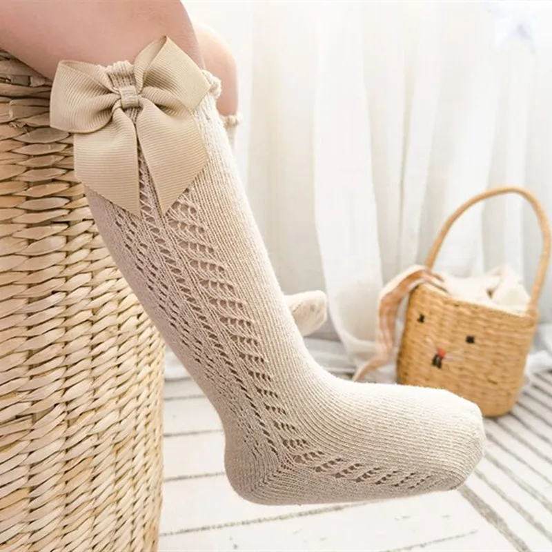 Lawadka 0-7T Summer Children Girls Socks Cotton Big Bow Solid Mesh Girl For Baby Sock Fashion Princess Clothes Accessories 2023