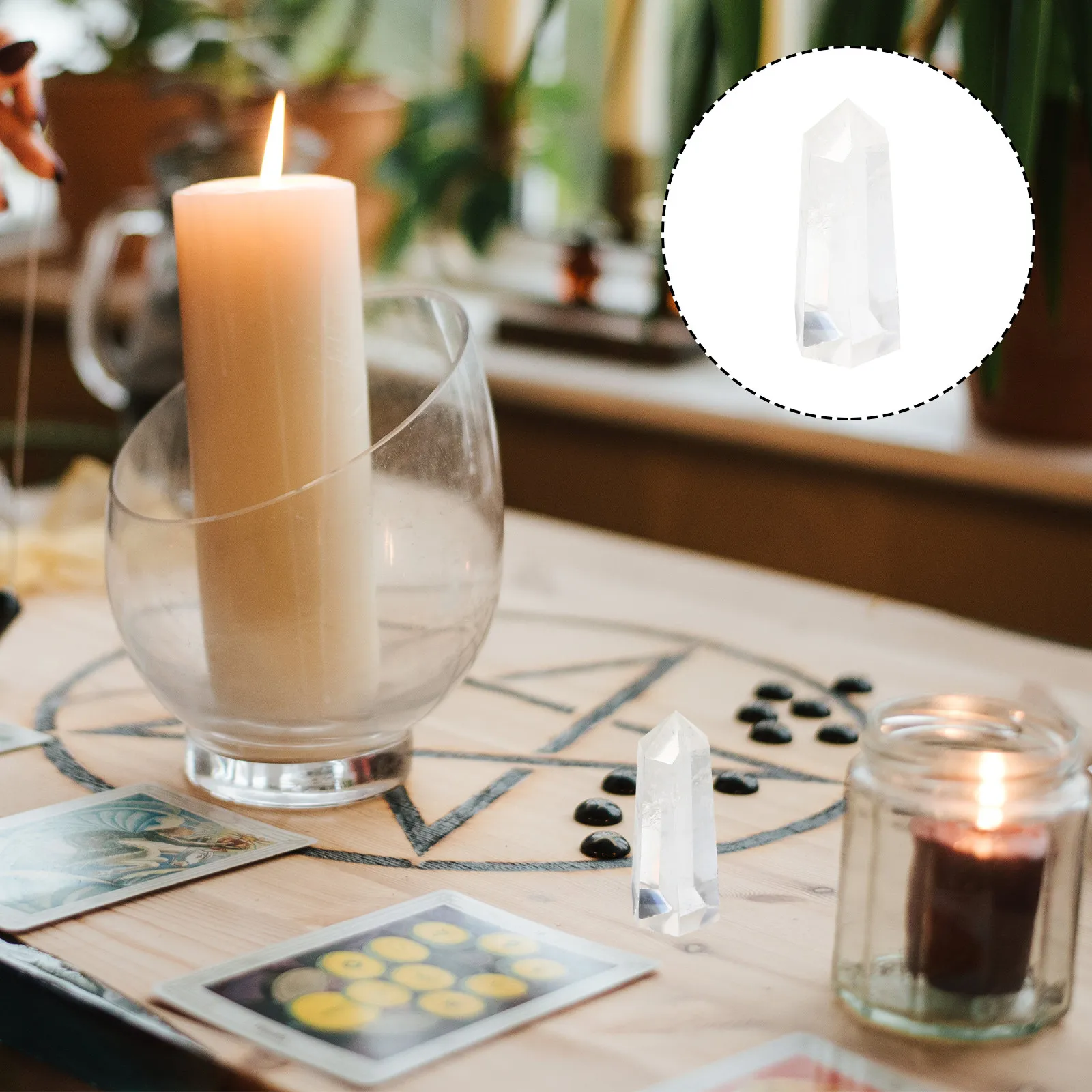 Colonne de cristal hexagonal naturel blanc, taille paume, pour une prise en main confortable, décoration pour la méditation, le yoga, la maison, le bureau et une ambiance apaisante