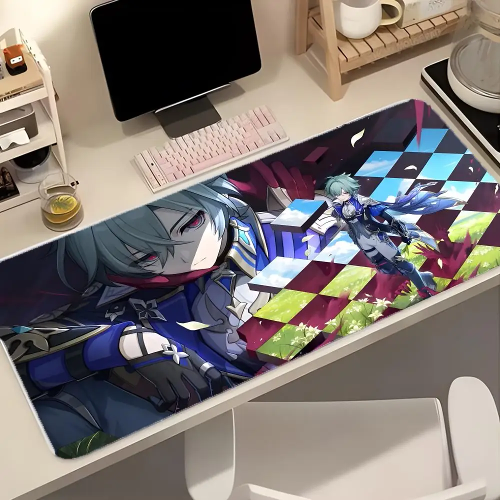 game character Genshin Impact Lohen Mouse Pad Large Mouse Pad Desk Mat Non-Slip Board Game Mat Stitched Edges 5