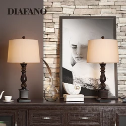 American Retro Table Lamp E27 Dimming Art Fabric Traditional Warm Bedroom Bedside Hotel Coffee Living Room Study Table Lamp 220V