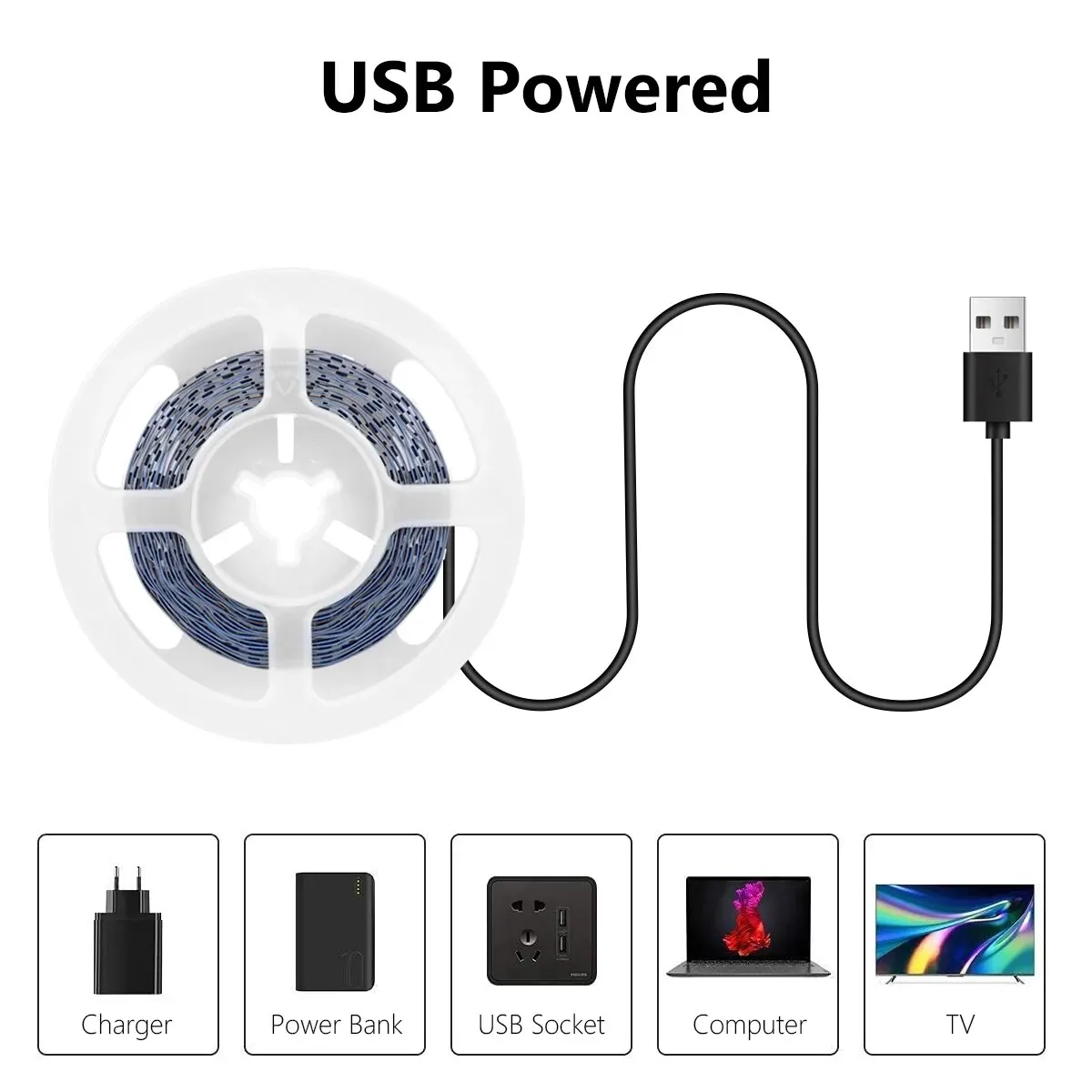 DC 5V USB LED 스트립 2835, 따뜻한 흰색 LED 스트립 조명, TV 미러 백라이트 조명 테이프, 방 장식 램프, 리본 LED 스트링 조명