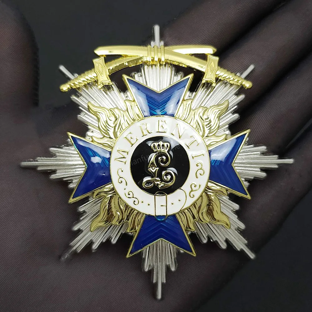 WW1 Sword Starkight Order of Bavaria Thick Pin Badge Medal Ottoman Prussian Austro Hungarian Commemorative Medal Crafts