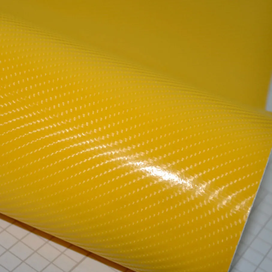 The newest bright 4D yellow Carbon Fiber Vinyl film Colored Glossy Carbon Fiber Vinyl Film Auto Wrapping Vinyl Wrap Foil