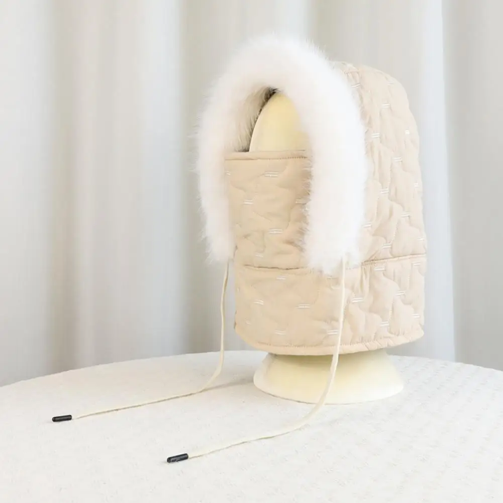 Winter Hat Cold-proof Head Cap Lei Feng Hat Winter Headgear with Soft Plush Lining Fluffy Fur Edge Face Guard for Weather