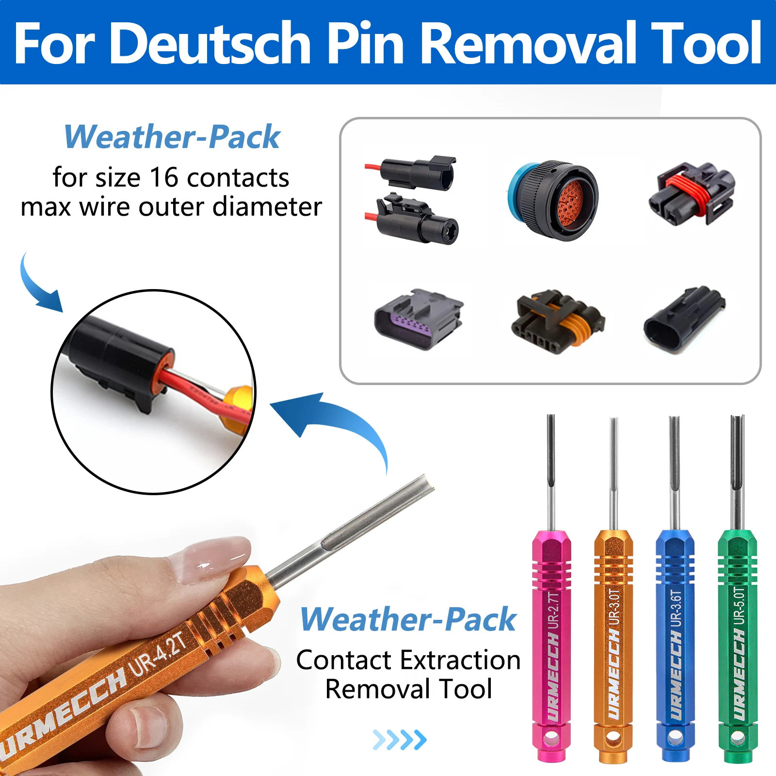 Deutsch Pin Removal Tool Connector Wire Plug Pin Extractor Puller Release with Automatic Wire Stripper and Cutter Kit and Storag