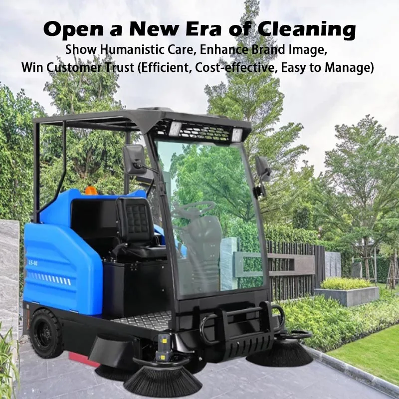 Semi Enclosed Cabin Ride-on Floor Sweeper Outdoor Pavement Cleaner Parking Lot Road Cleaning Sweeping Vehicle(Customized) 5