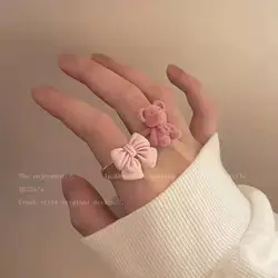 Anello orso carino rosa Anello femminile con fiocco color caramella Kawaii Gioielli per le donne Nuovo Kpop Trendy Fascino elegante Estetico Y2k Accessori