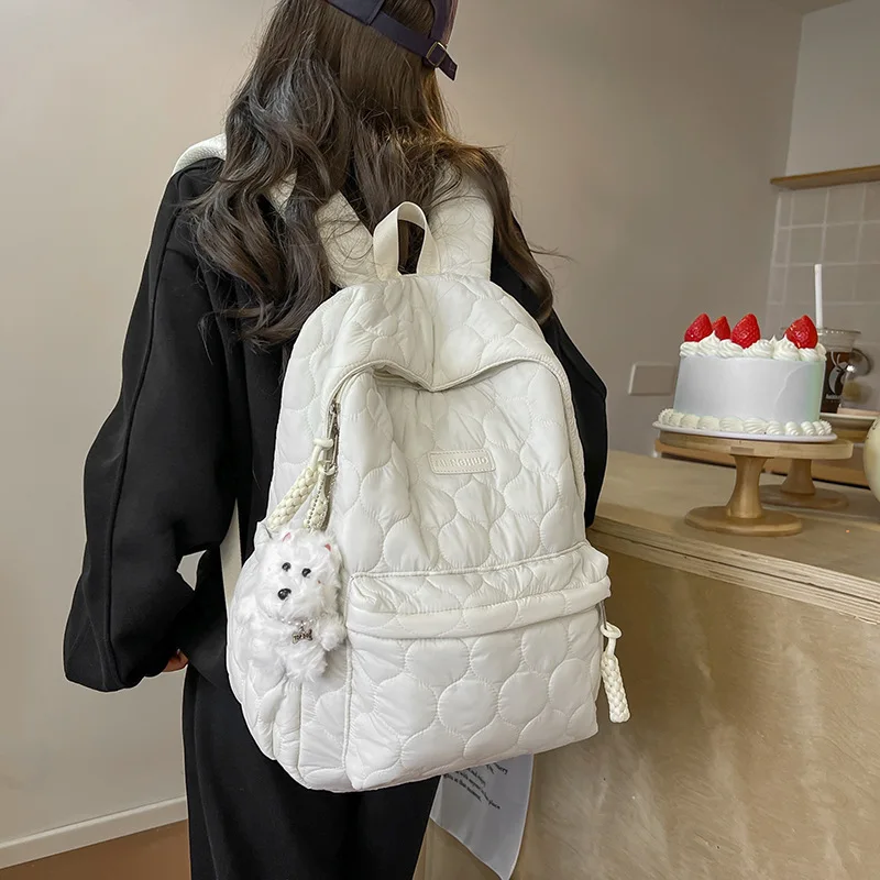 Down backpack for women 2024 new autumn and winter, school students, girls' backpack, high lightweight cotton jacket backpack