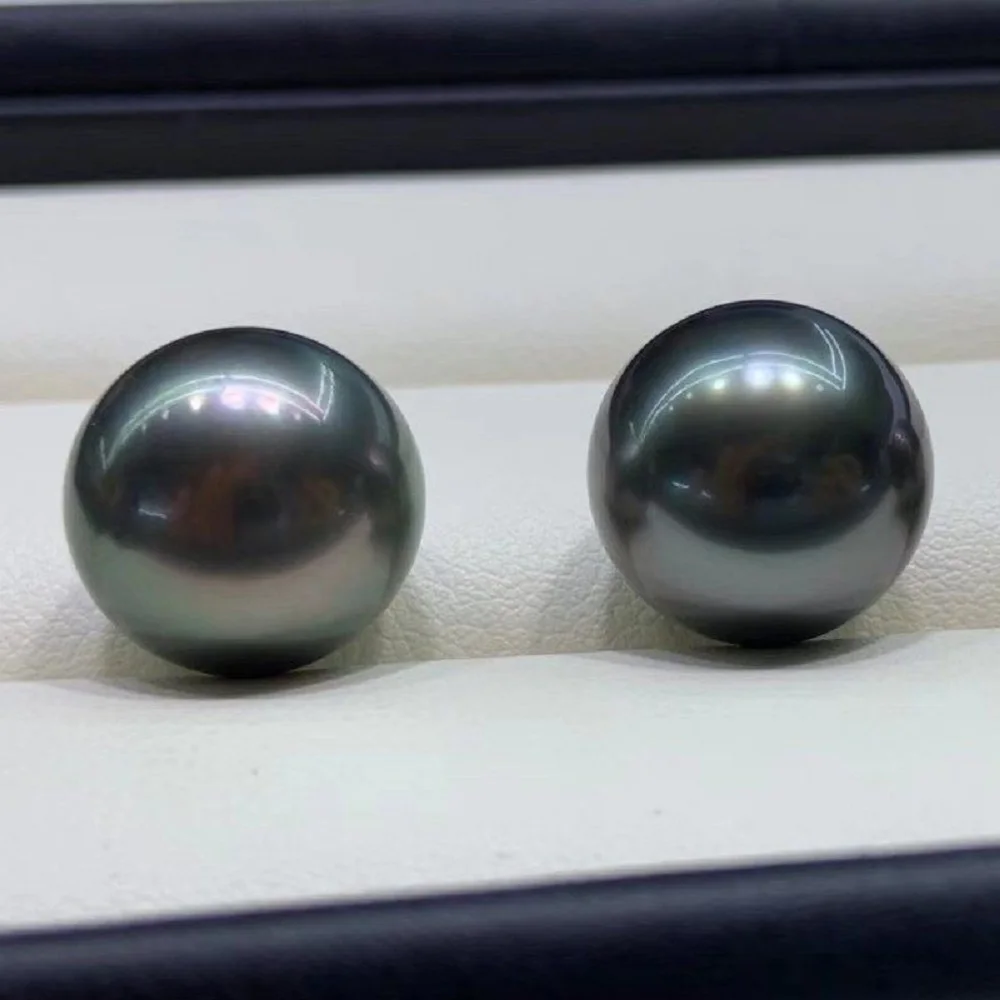 Natural Pearl Pendant AAAA9-10mm10-11mm Tahiti Circular Black Pearl Pendant 925s/18in