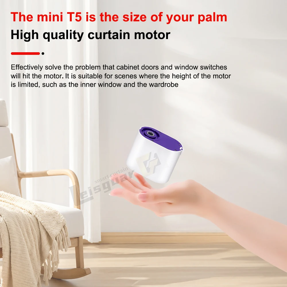 Mini T5 Motor Tuya Smart Life Electric Curtain S-Wave Track Custom Set WiFi Zigbee