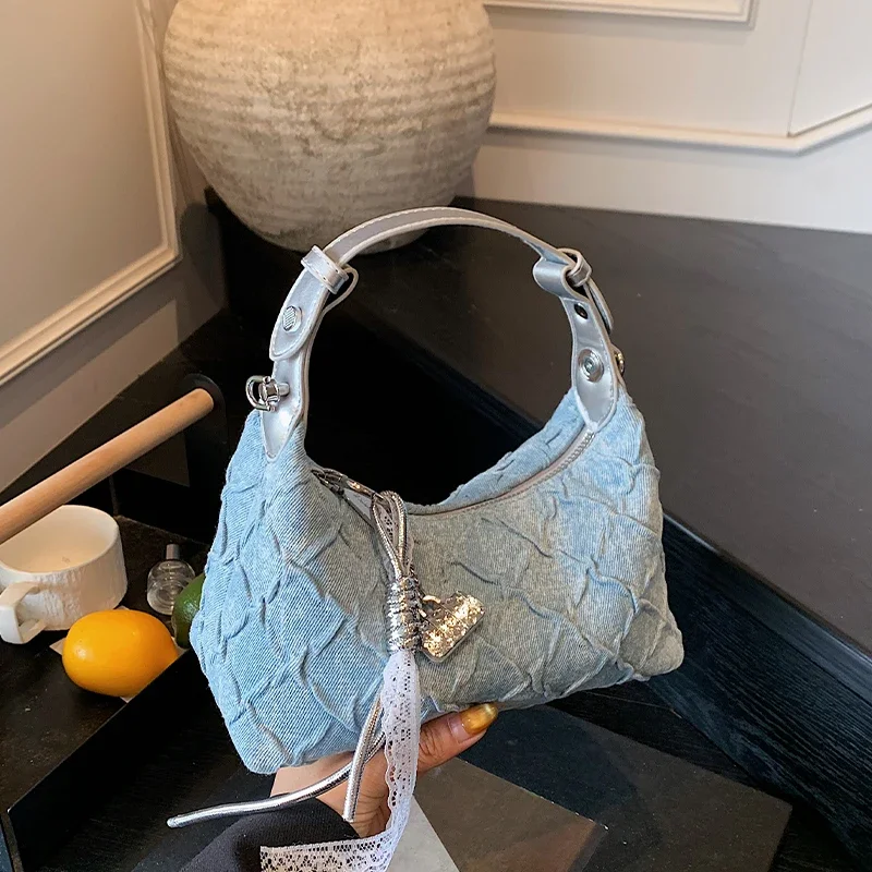 

Vintage Washed Denim Bag Handbag Fashion Clutch Bag For Women Samll Leather Shoulder Crossbody Famous Designer Jeans Bag
