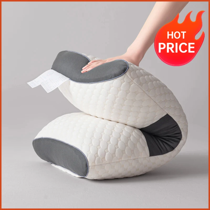 1pc Massage Neck Pillows Adjustable Ergonomic Orthopedic Contour Support, High-Quality Pillow Core, All-Season Sleeping Comfort