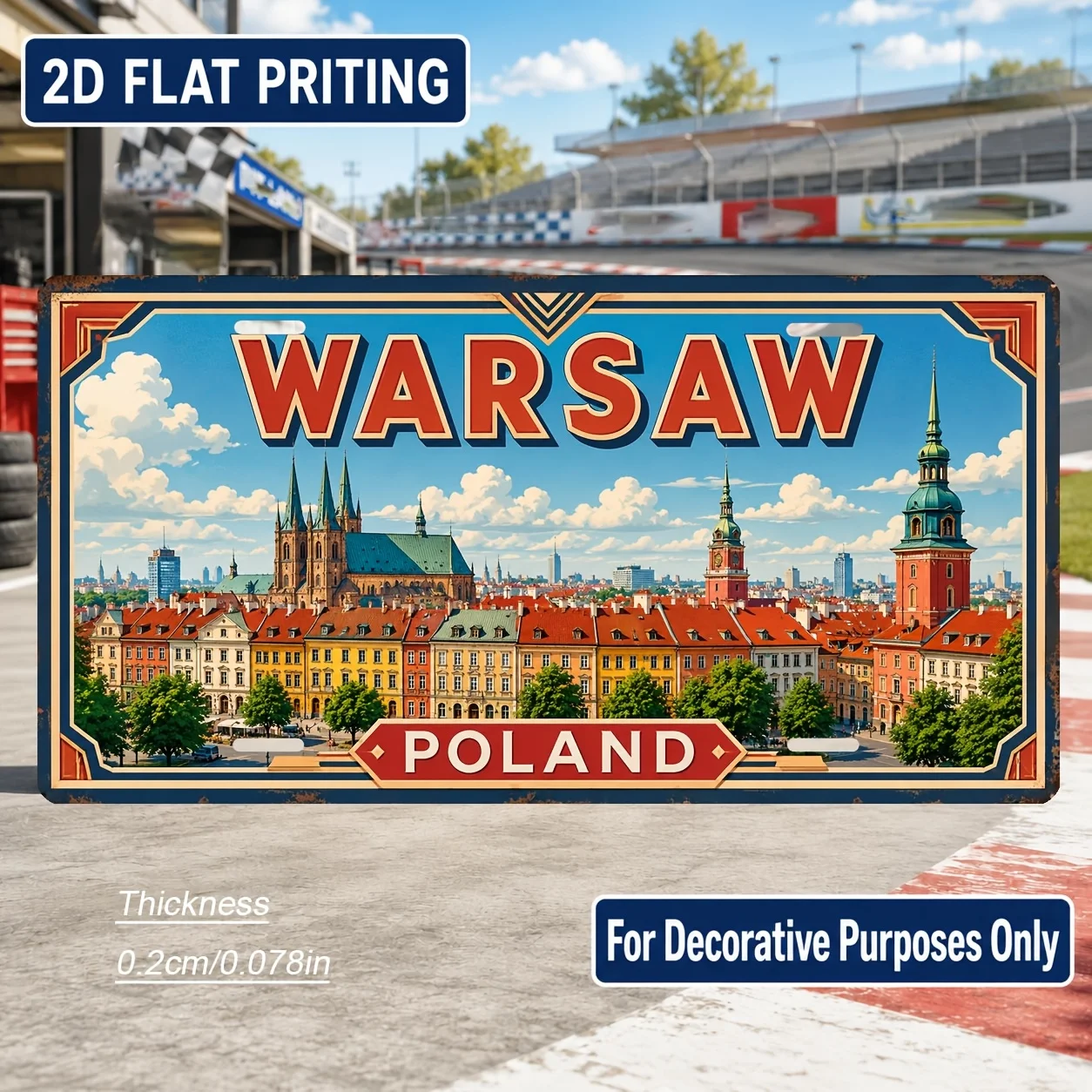 2D Flat - 【2D Flat】 2D Flat - [2D Flat] 2D Flat, 1pc, Warsaw Theme Retro Sign, for Decoration Solely, Home Decor, Birthday Gi
