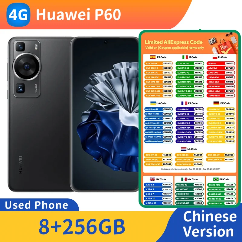 Смартфон Huawei P60 4g HarmonyOS, процессор Snapdragon 8 + Gen1, ПЗУ, 512 ГБ, 4815 мАч, аккумулятор, 48 МП, камера, оригинальный б/у телефон Смартфон Huawei P60 4g HarmonyOS, процессор Snapdragon 8 + Gen1, ПЗУ, 512 ГБ, 4815 мАч, аккумулятор, 48 МП, камера, оригинальный б/у телефон