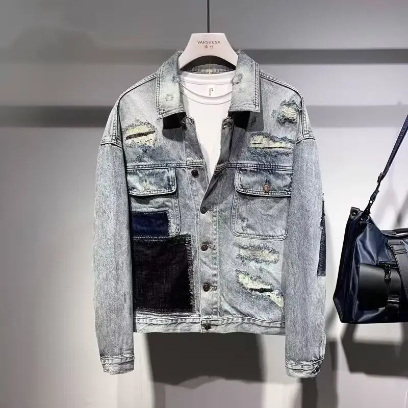 

Весенне-осенняя свободная мужская куртка в стиле хип-хоп Street Sle Harajuku, корейская версия, модная верхняя одежда, подставка, длинный све