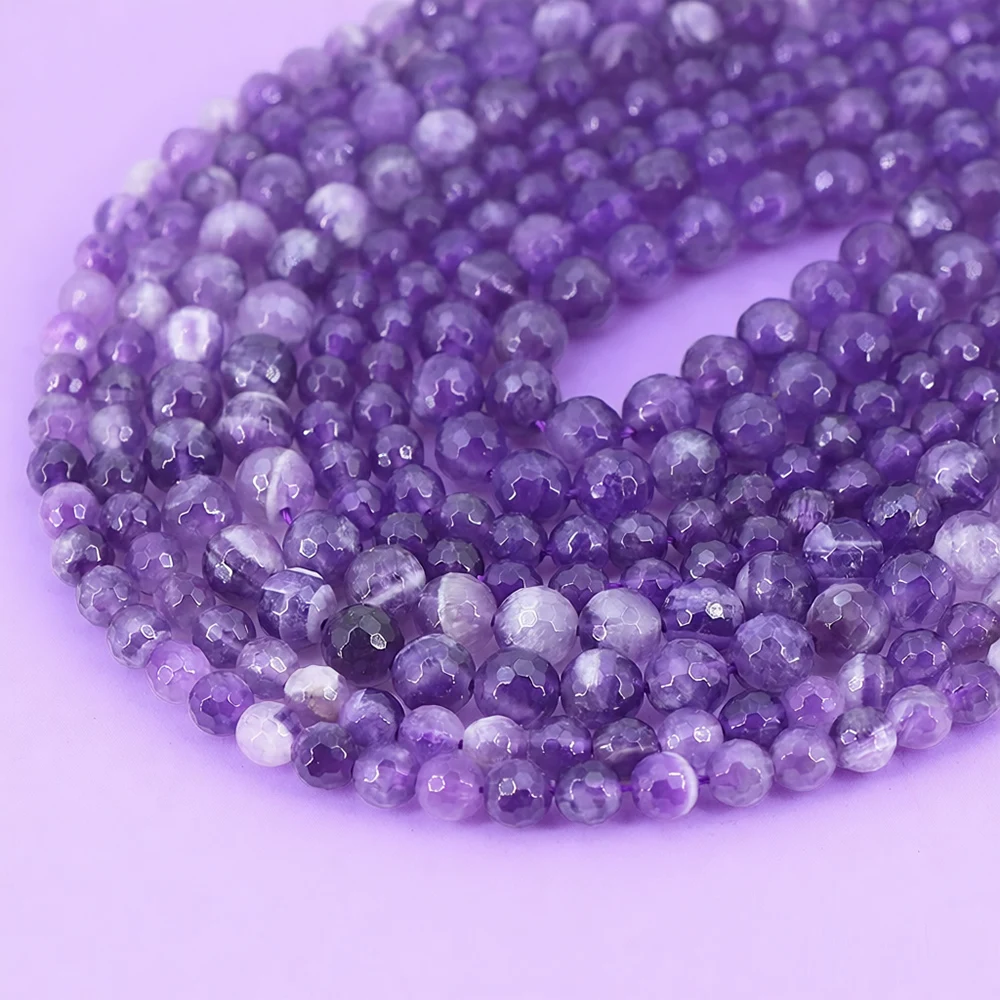 

Wholesale Natural Rose Quartz Crystal Amethyst Faceted Round Stone Loose Beads for Jewelry Making DIY Necklace 15'' 6mm 8mm 10mm