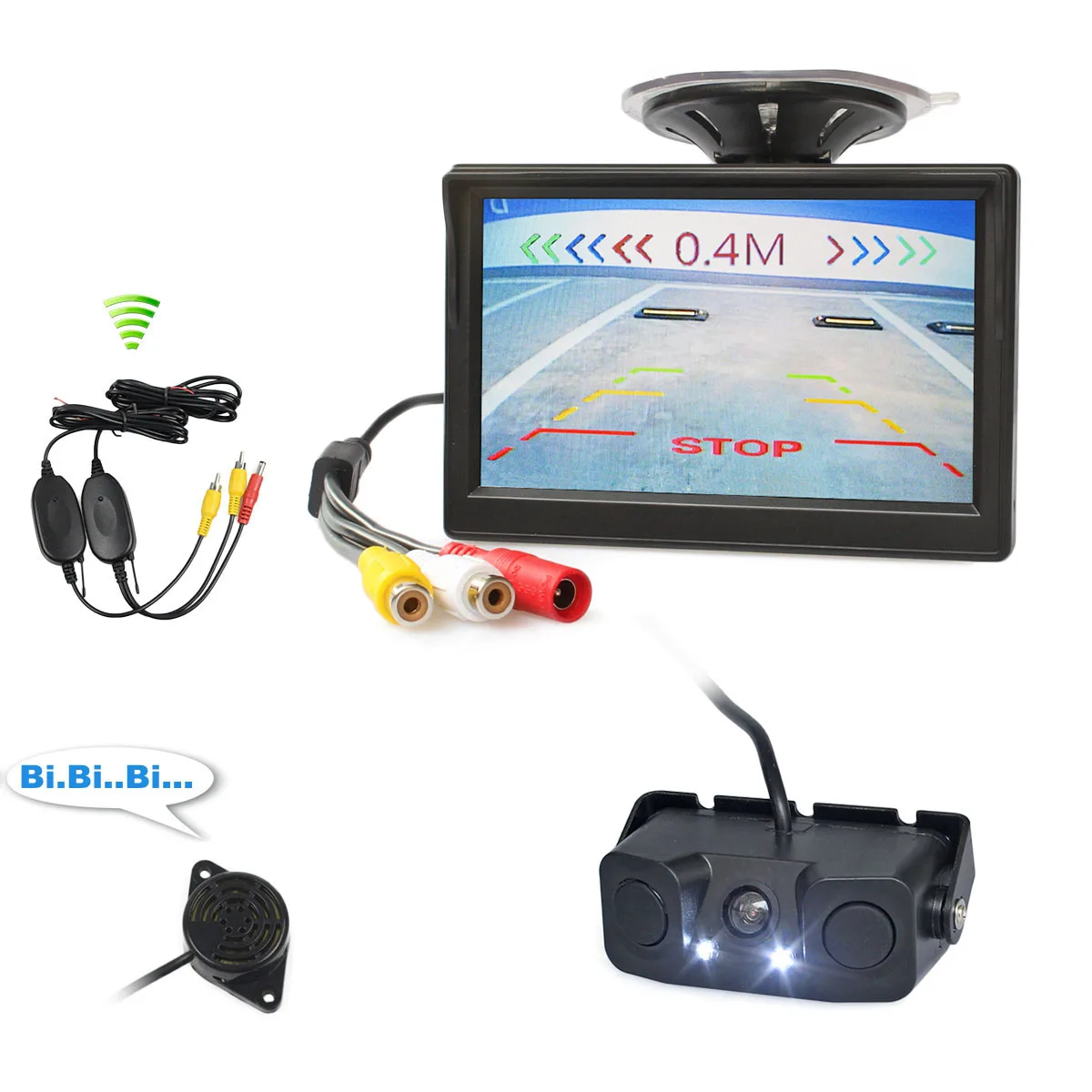 

DIYKIT Wireless 5inch TFT LCD Display HD Car Monitor Waterproof Video Parking Radar Sensor Car Rear View LED Camera