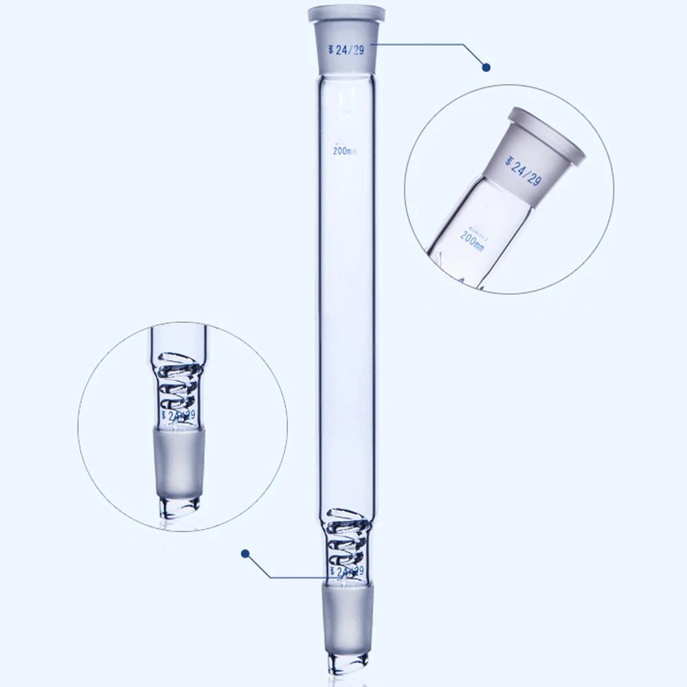 19/26 24/29 조인트 프랙셔널 컬럼 증류 실험실 유리 제품, 화학 실험, 200mm, 300mm, 400mm